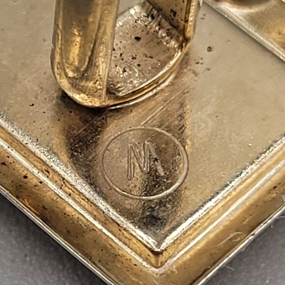 Tigers Eye Mens Cufflinks Toggle Clasp Vintage Signed - Picture 5 of 5